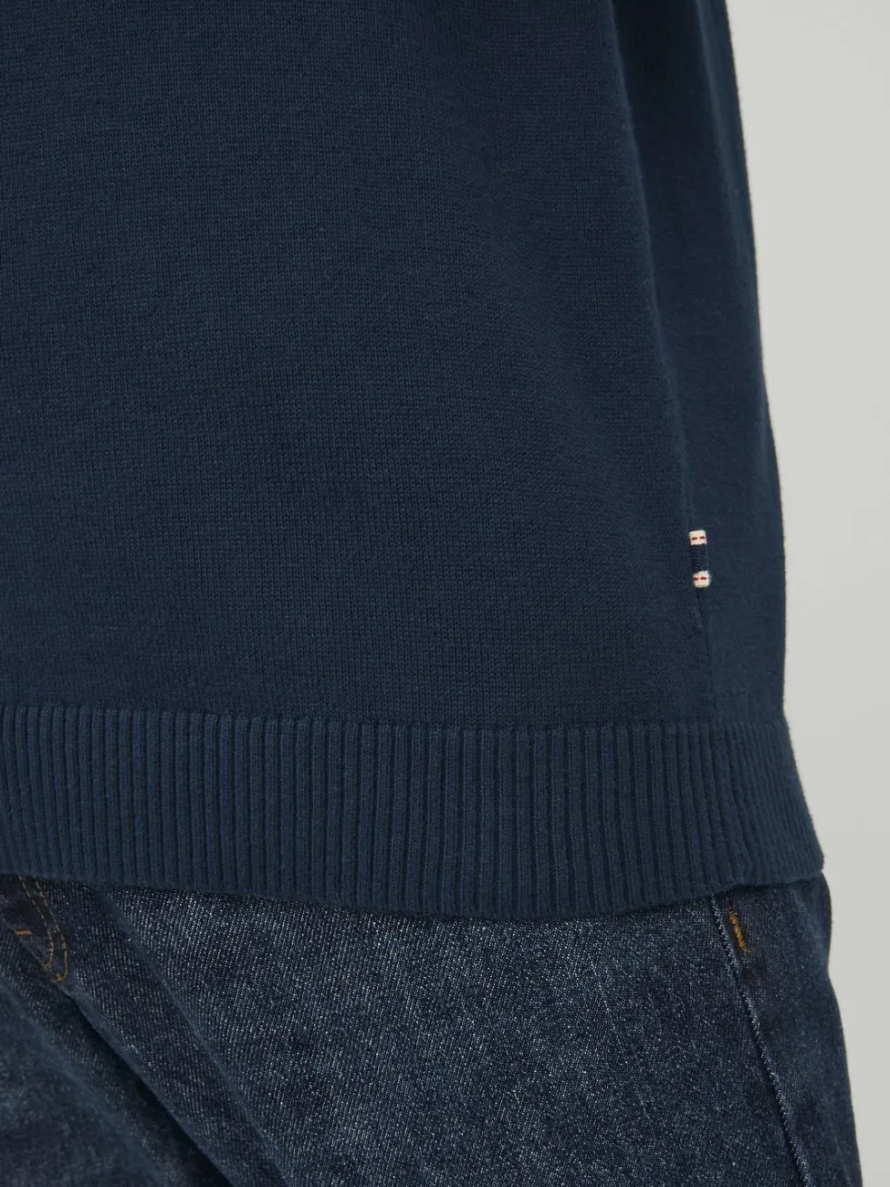 JACK & JONES Basic knit crew neck slim fit, heren pullover katoen met O-hals, blauw