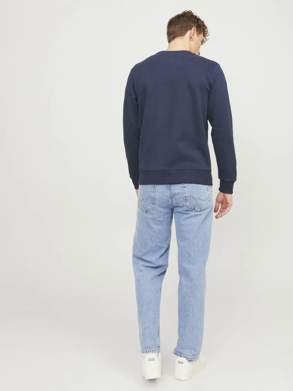 JACK & JONES Basic sweat crew neck regular fit, heren sweatshirt katoenmengsel met O-hals, blauw