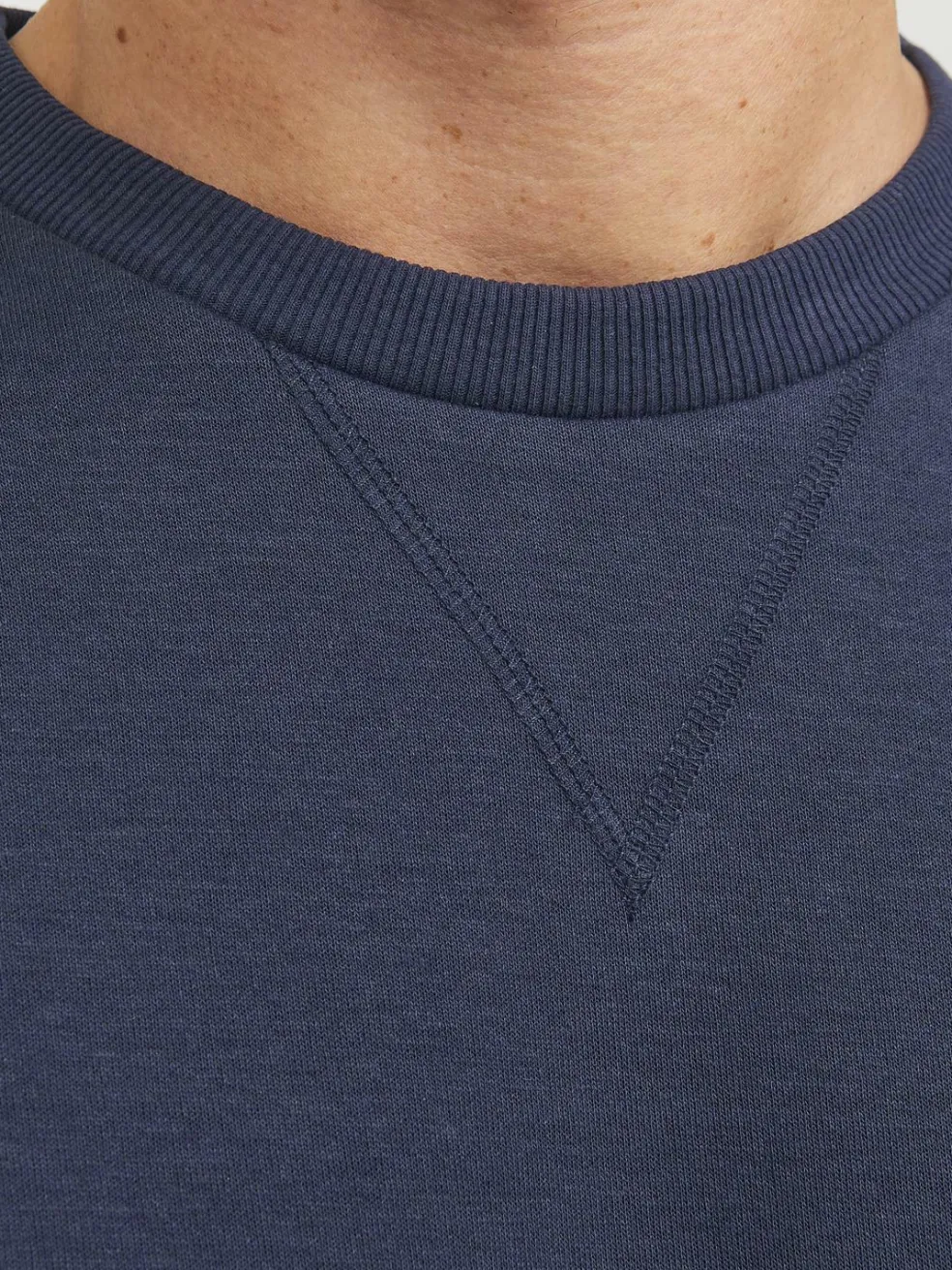 JACK & JONES Basic sweat crew neck regular fit, heren sweatshirt katoenmengsel met O-hals, blauw