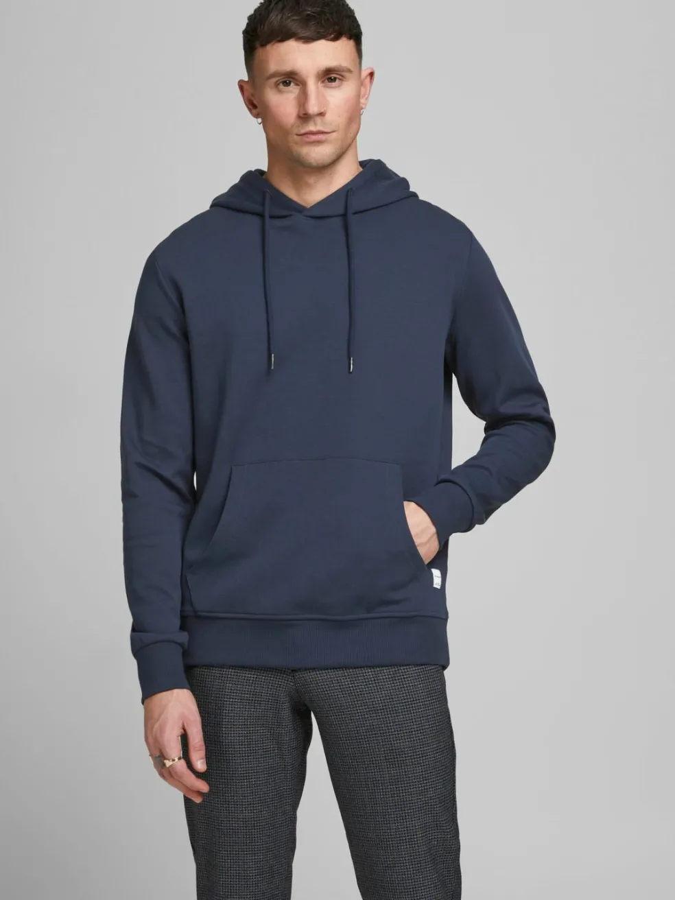 JACK & JONES Basic sweat hood regular fit, heren hoodie katoenmengsel met capuchon, blauw