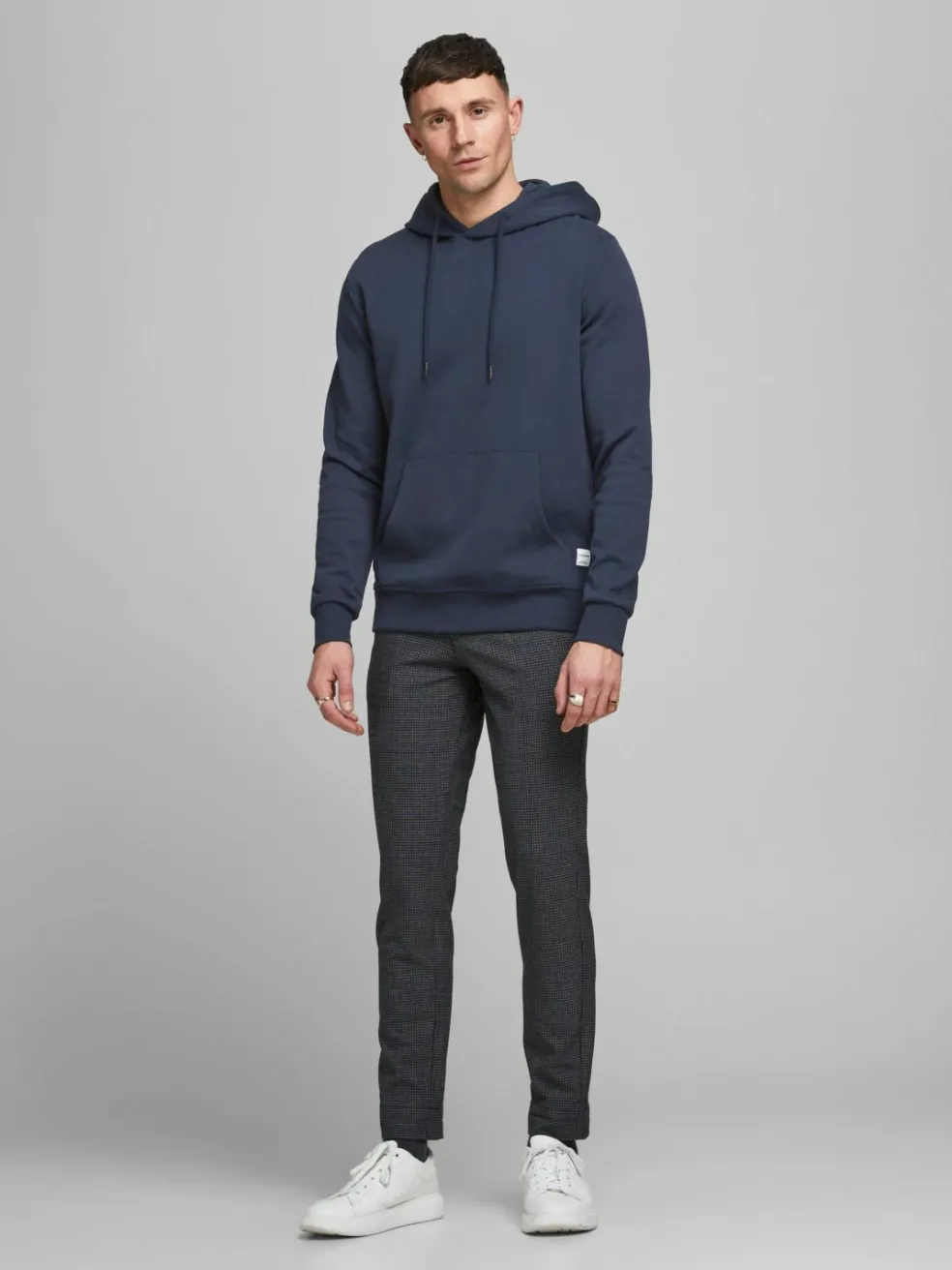 JACK & JONES Basic sweat hood regular fit, heren hoodie katoenmengsel met capuchon, blauw