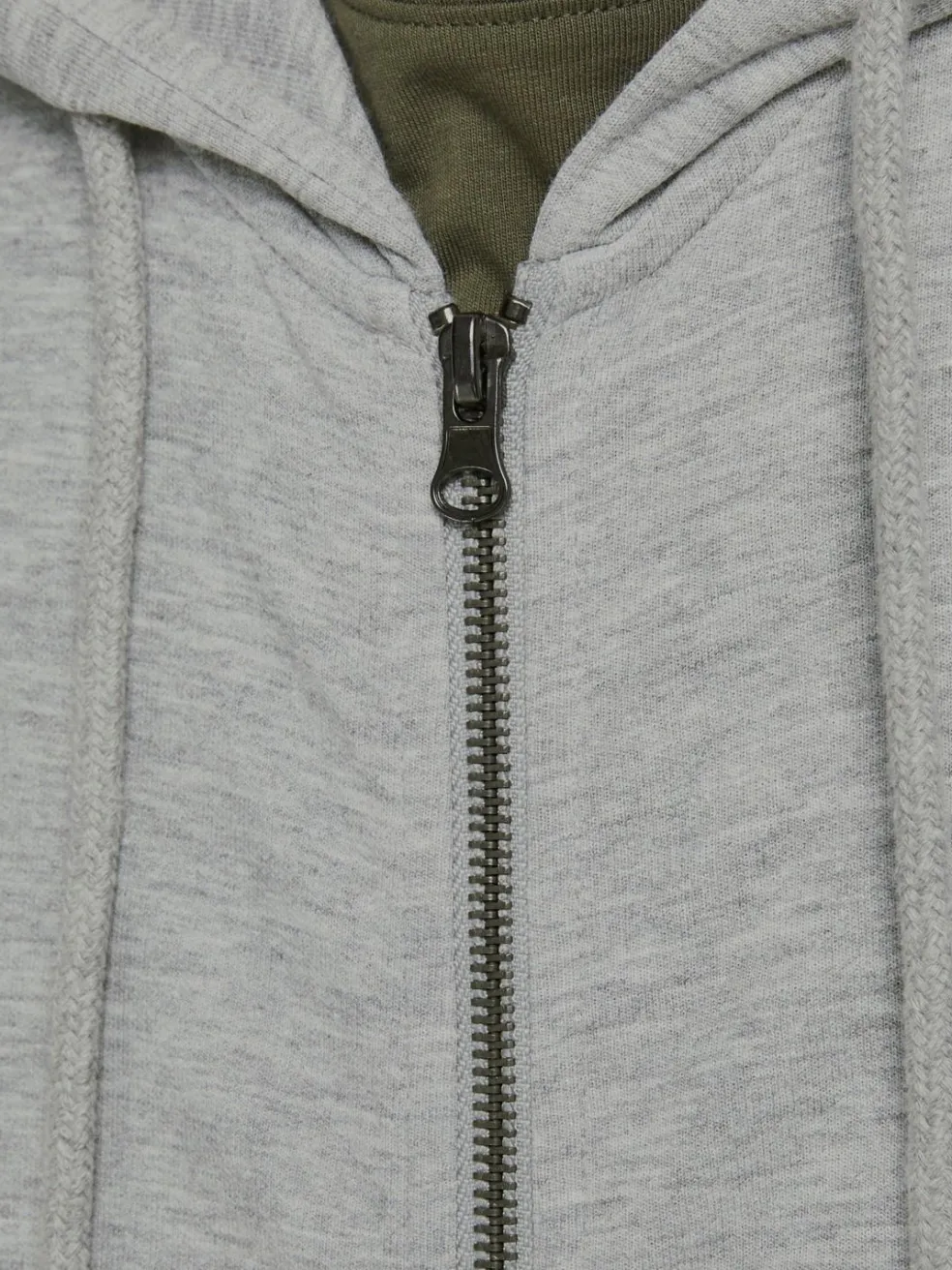 JACK & JONES Basic sweat zip hood slim fit, heren sweatvest katoenmengsel met capuchon, lichtgrijs melange