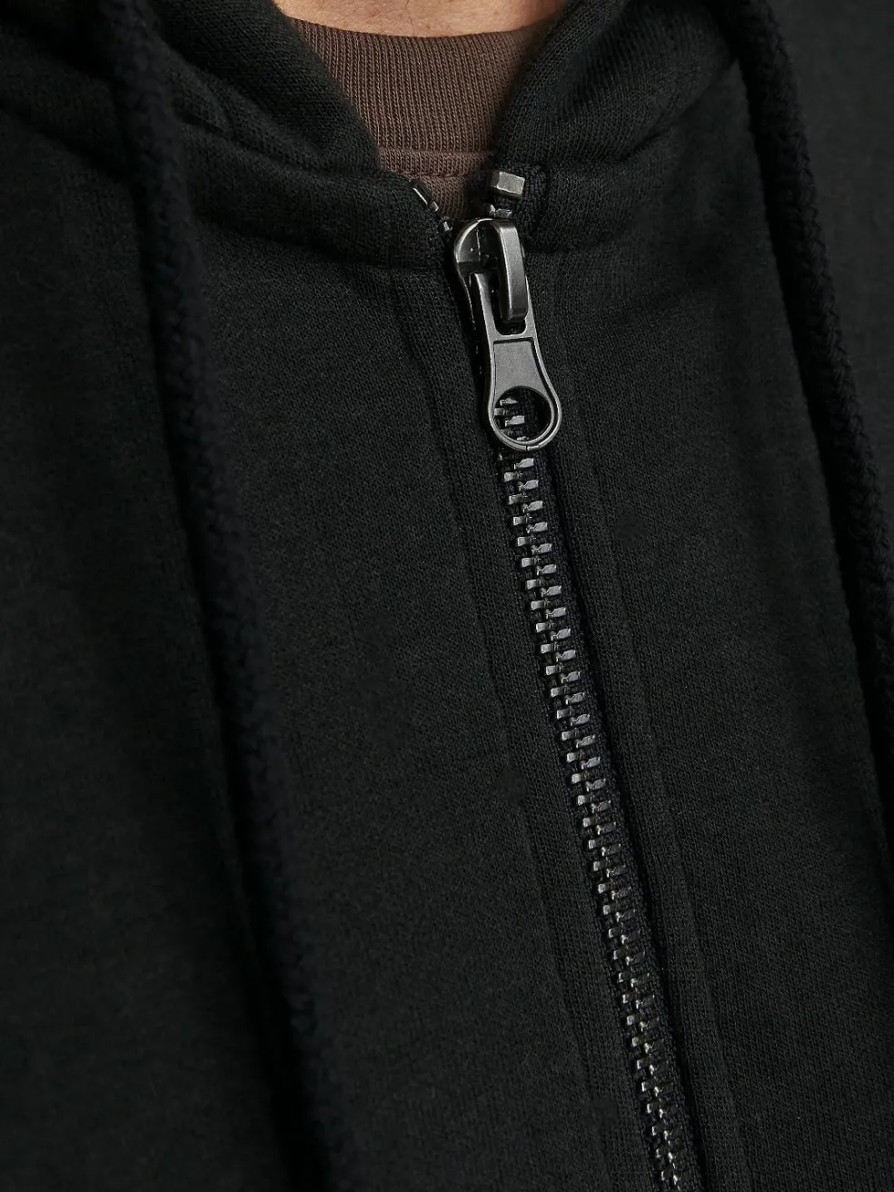 JACK & JONES Basic sweat zip hood slim fit, heren sweatvest katoenmengsel met capuchon, zwart