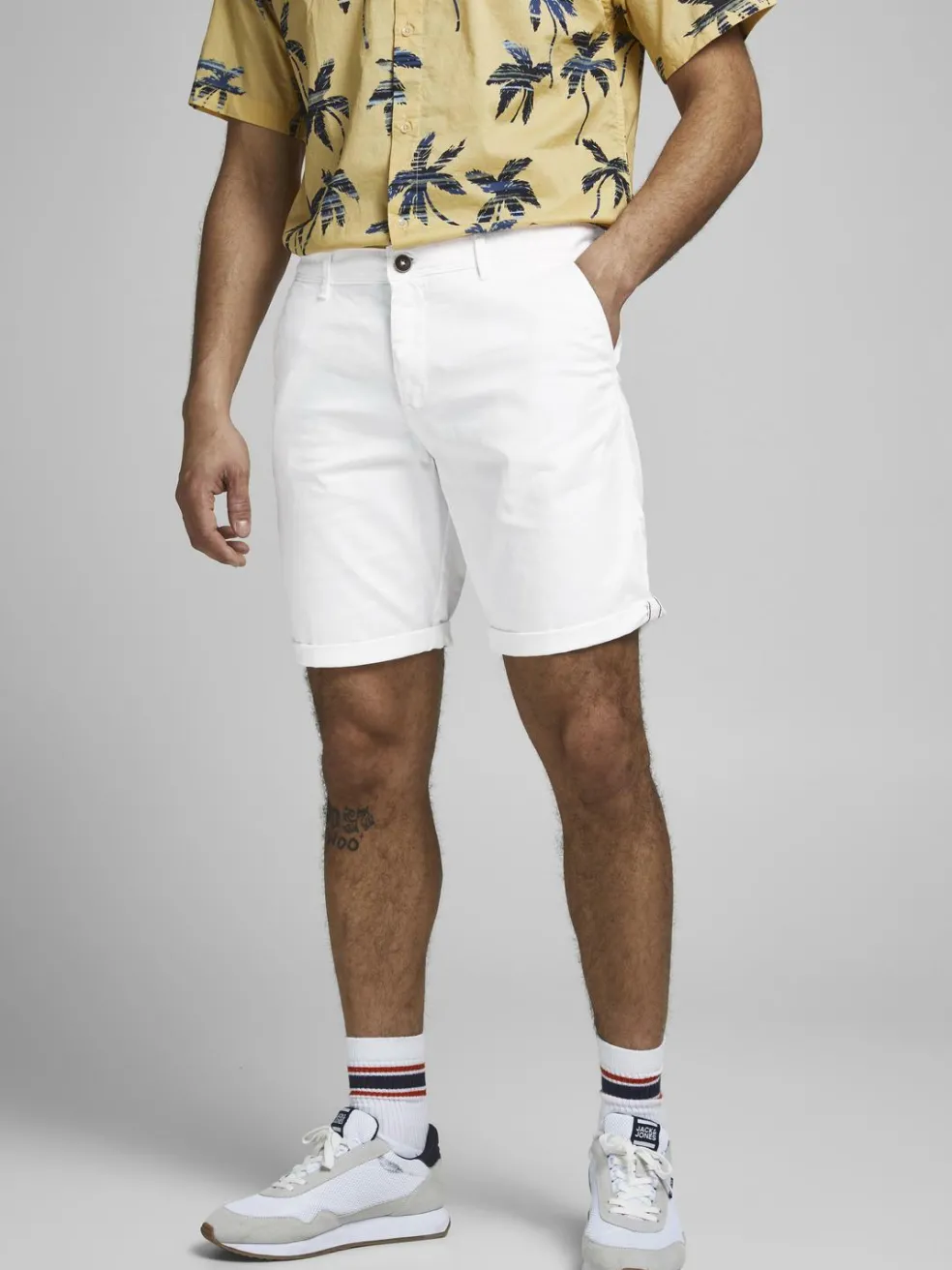 JACK & JONES Bowie Shorts Solid regular fit, heren korte broek, wit