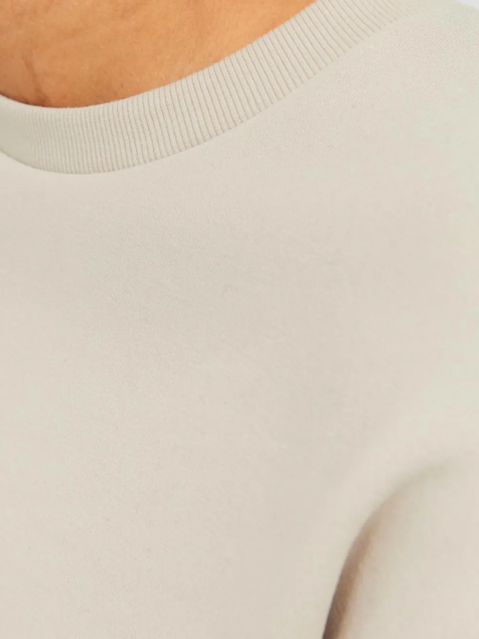 JACK & JONES Bradley sweat crew regular fit, heren sweatshirt katoenmengsel met O-hals, beige