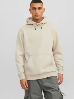 JACK & JONES Bradley sweat hood regular fit, heren hoodie katoenmengsel met capuchon, beige