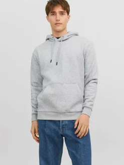JACK & JONES Bradley sweat hood regular fit, heren hoodie katoenmengsel met capuchon, lichtgrijs melange