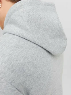 JACK & JONES Bradley sweat hood regular fit, heren hoodie katoenmengsel met capuchon, lichtgrijs melange