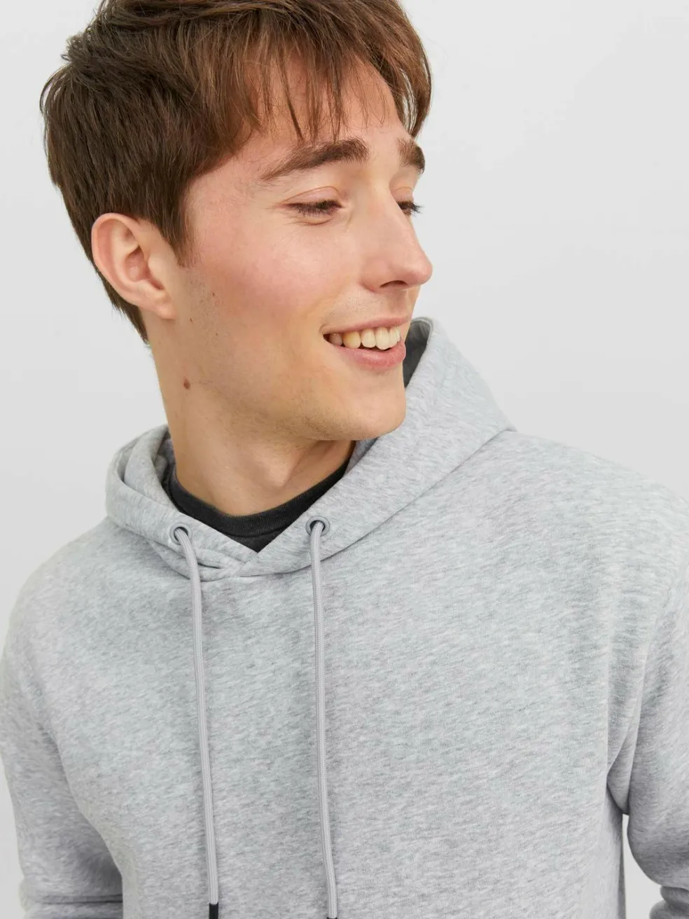 JACK & JONES Bradley sweat hood regular fit, heren hoodie katoenmengsel met capuchon, lichtgrijs melange