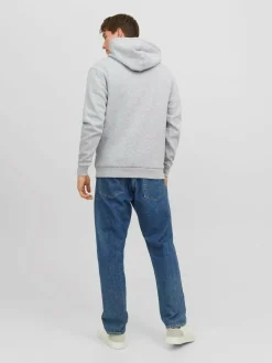 JACK & JONES Bradley sweat hood regular fit, heren hoodie katoenmengsel met capuchon, lichtgrijs melange
