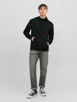 JACK & JONES Bradley sweat hood regular fit, heren hoodie katoenmengsel met capuchon, zwart