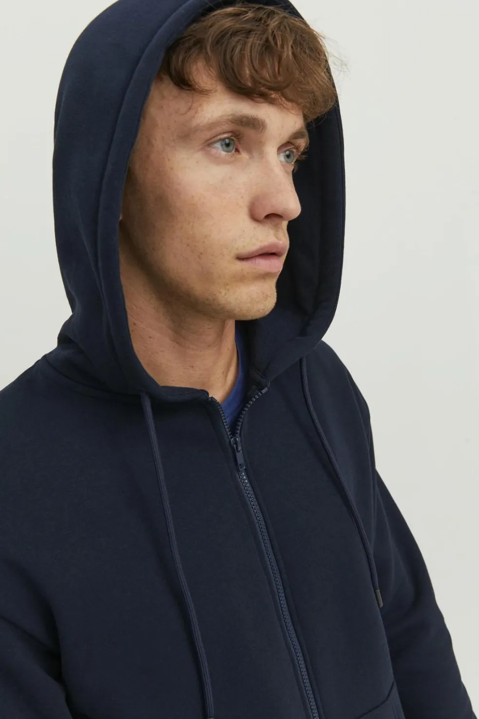 JACK & JONES Bradley sweat zip hood regular fit, heren sweatvest katoenmengsel met capuchon, blauw