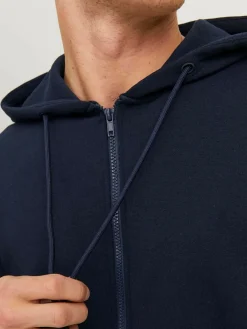 JACK & JONES Bradley sweat zip hood regular fit, heren sweatvest katoenmengsel met capuchon, blauw