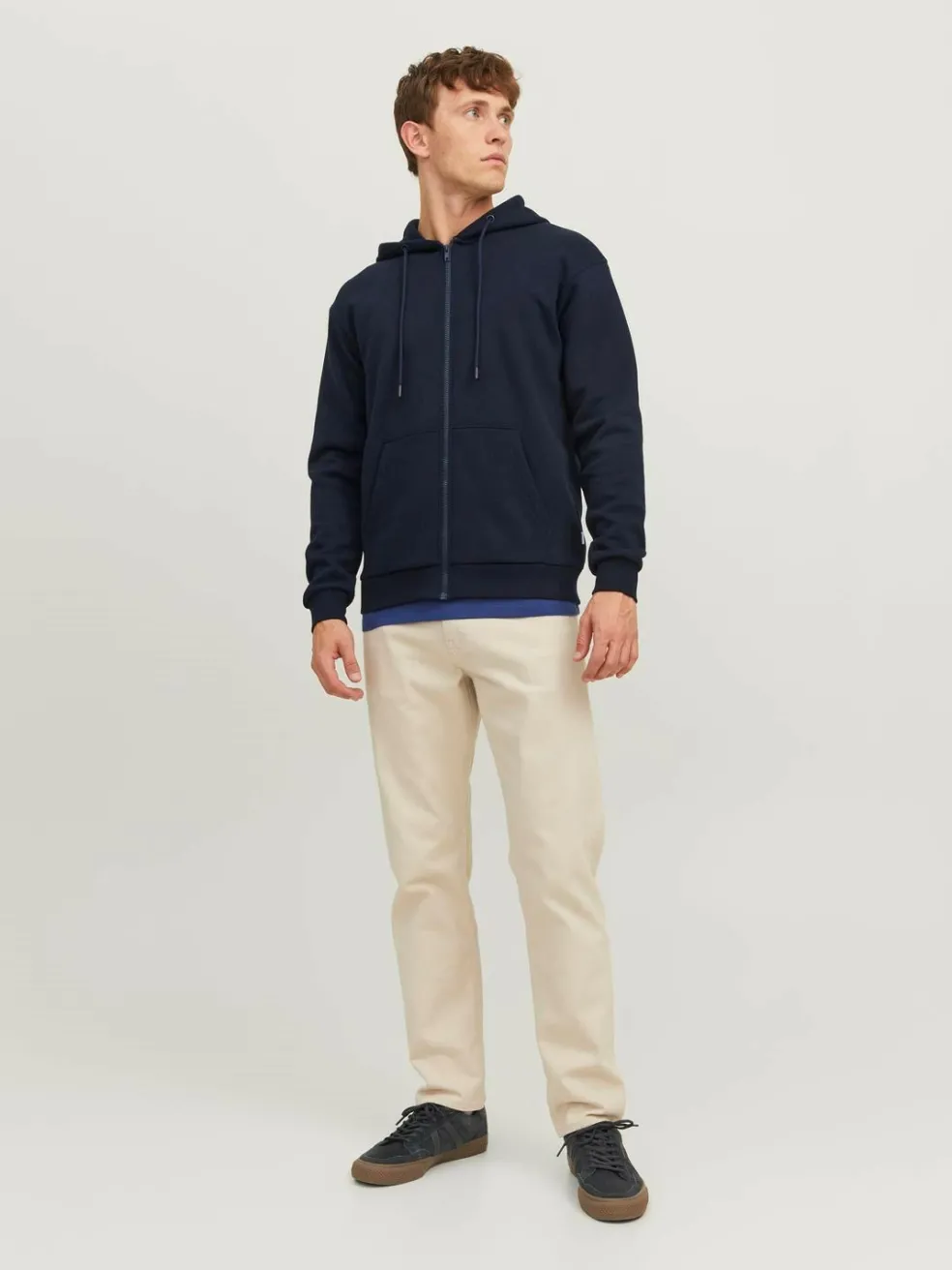 JACK & JONES Bradley sweat zip hood regular fit, heren sweatvest katoenmengsel met capuchon, blauw