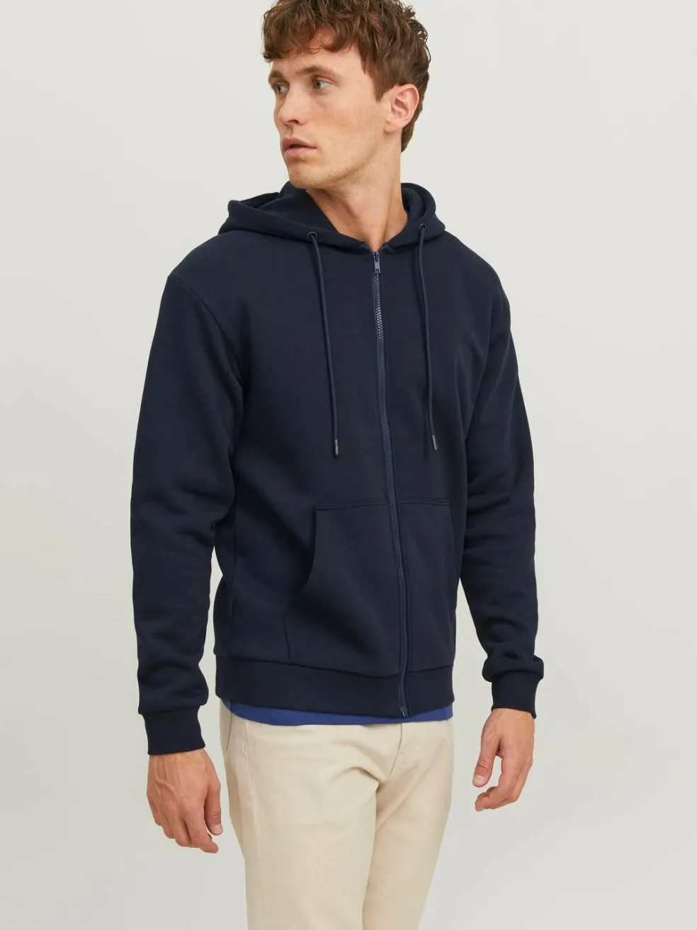 JACK & JONES Bradley sweat zip hood regular fit, heren sweatvest katoenmengsel met capuchon, blauw