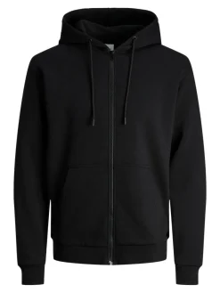 JACK & JONES Bradley sweat zip hood regular fit, heren sweatvest katoenmengsel met capuchon, zwart