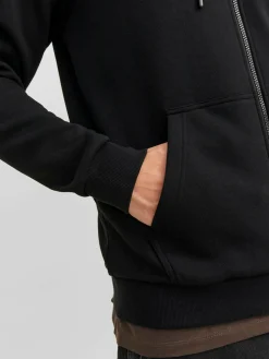 JACK & JONES Bradley sweat zip hood regular fit, heren sweatvest katoenmengsel met capuchon, zwart