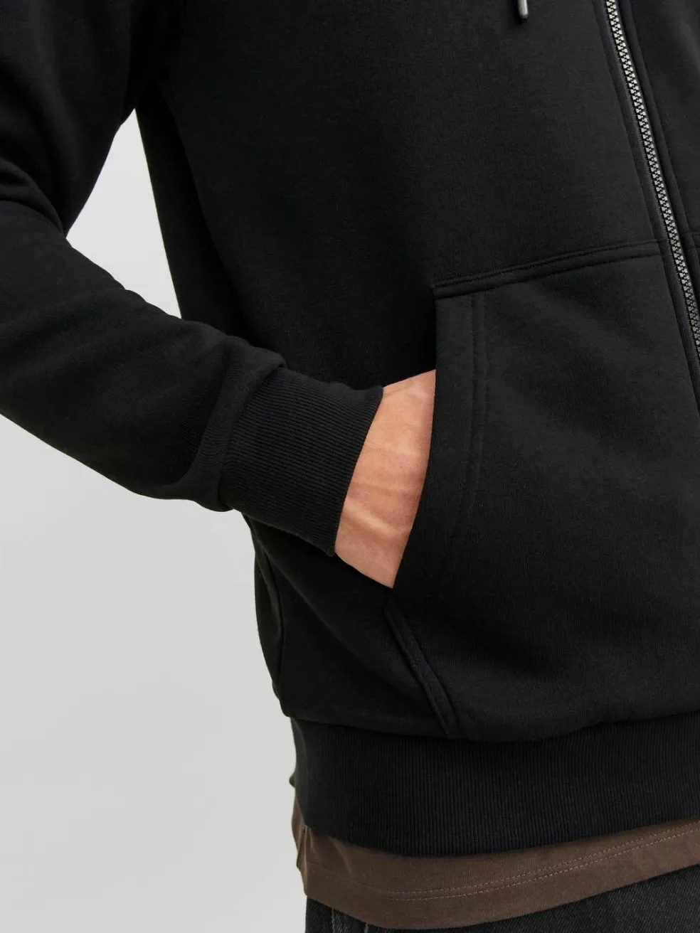 JACK & JONES Bradley sweat zip hood regular fit, heren sweatvest katoenmengsel met capuchon, zwart