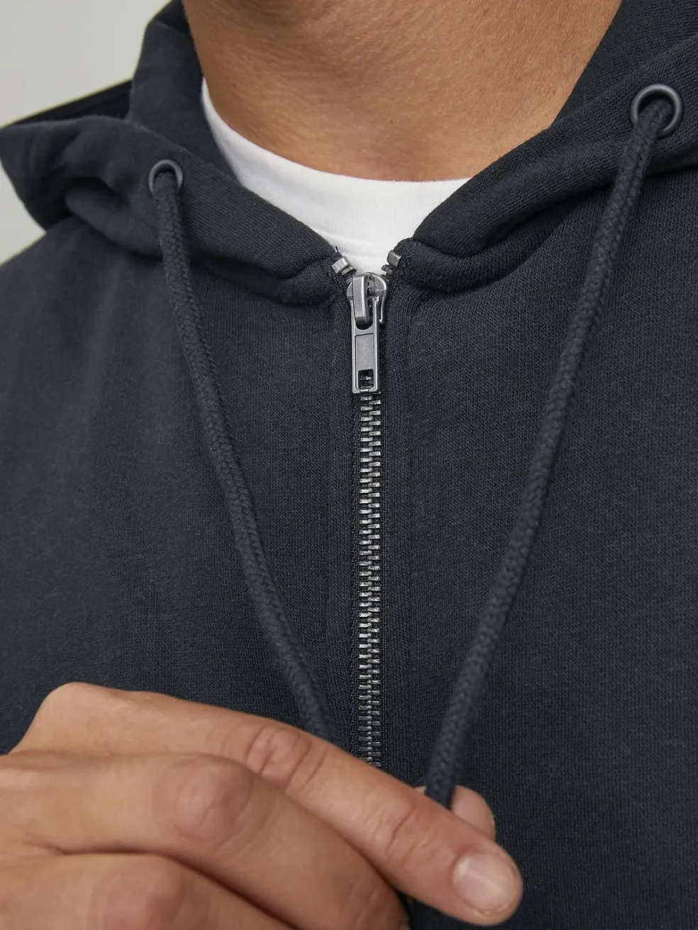 JACK & JONES Bradley sweat zip hood regular fit, heren sweatvest katoenmengsel met capuchon, zwart
