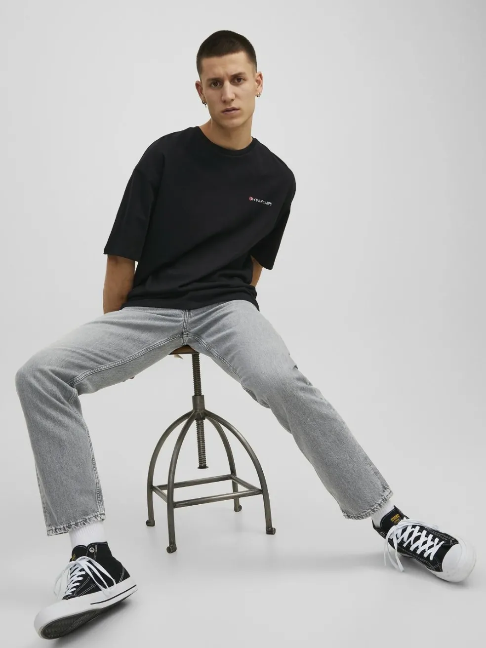 JACK & JONES Chris Original loose fit, heren jeans, grijs denim