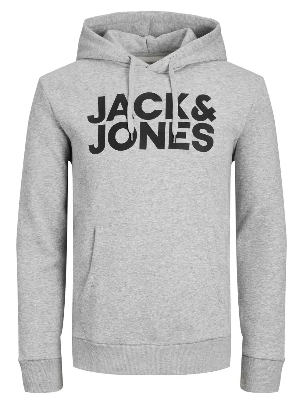 JACK & JONES Corp logo sweat hood regular fit, heren hoodie katoenmengsel met capuchon, lichtgrijs melange grote print