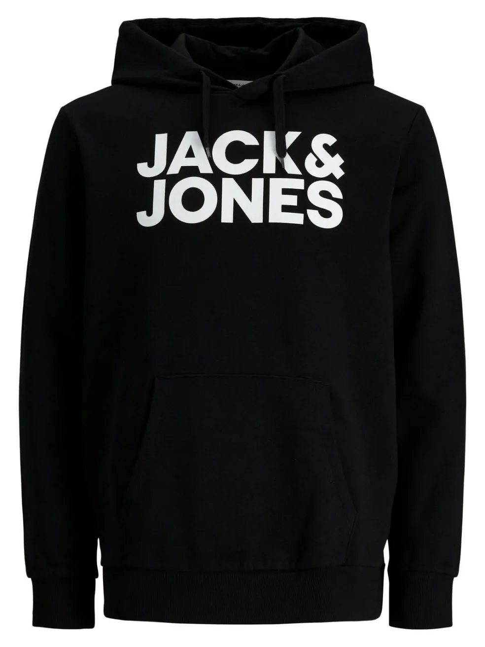 JACK & JONES Corp logo sweat hood regular fit, heren hoodie katoenmengsel met capuchon, zwart grote print