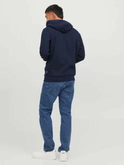 JACK & JONES Corp old logo sweat hood slim fit, heren hoodie katoenmengsel met capuchon, blauw
