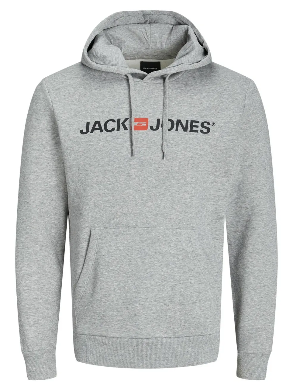 JACK & JONES Corp old logo sweat hood slim fit, heren hoodie katoenmengsel met capuchon, lichtgrijs melange - melange