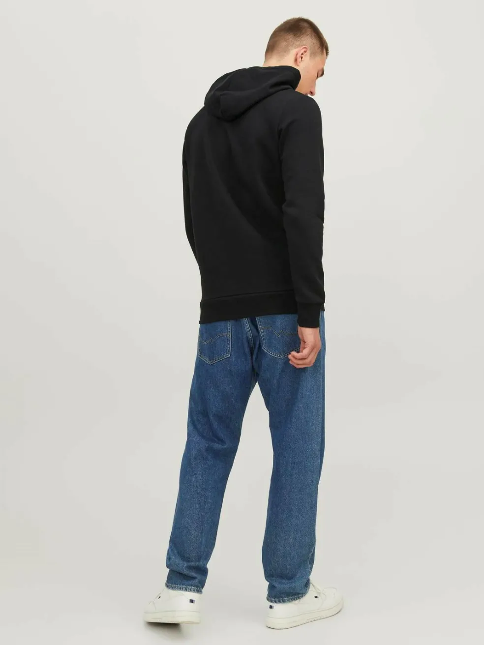 JACK & JONES Corp old logo sweat hood slim fit, heren hoodie katoenmengsel met capuchon, zwart