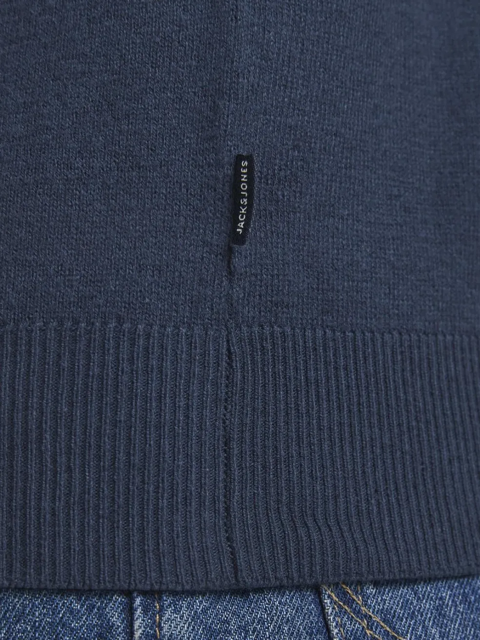JACK & JONES Emil knit half zip slim fit, heren schipperstrui viscosemengsel met opstaande boord, blauw