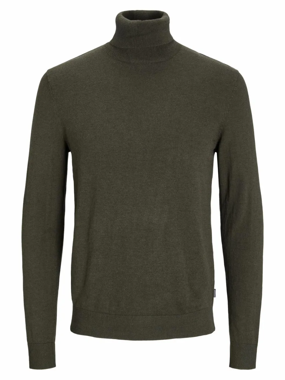 JACK & JONES Emil knit roll neck slim fit, heren pullover viscosemengsel met col, groen melange