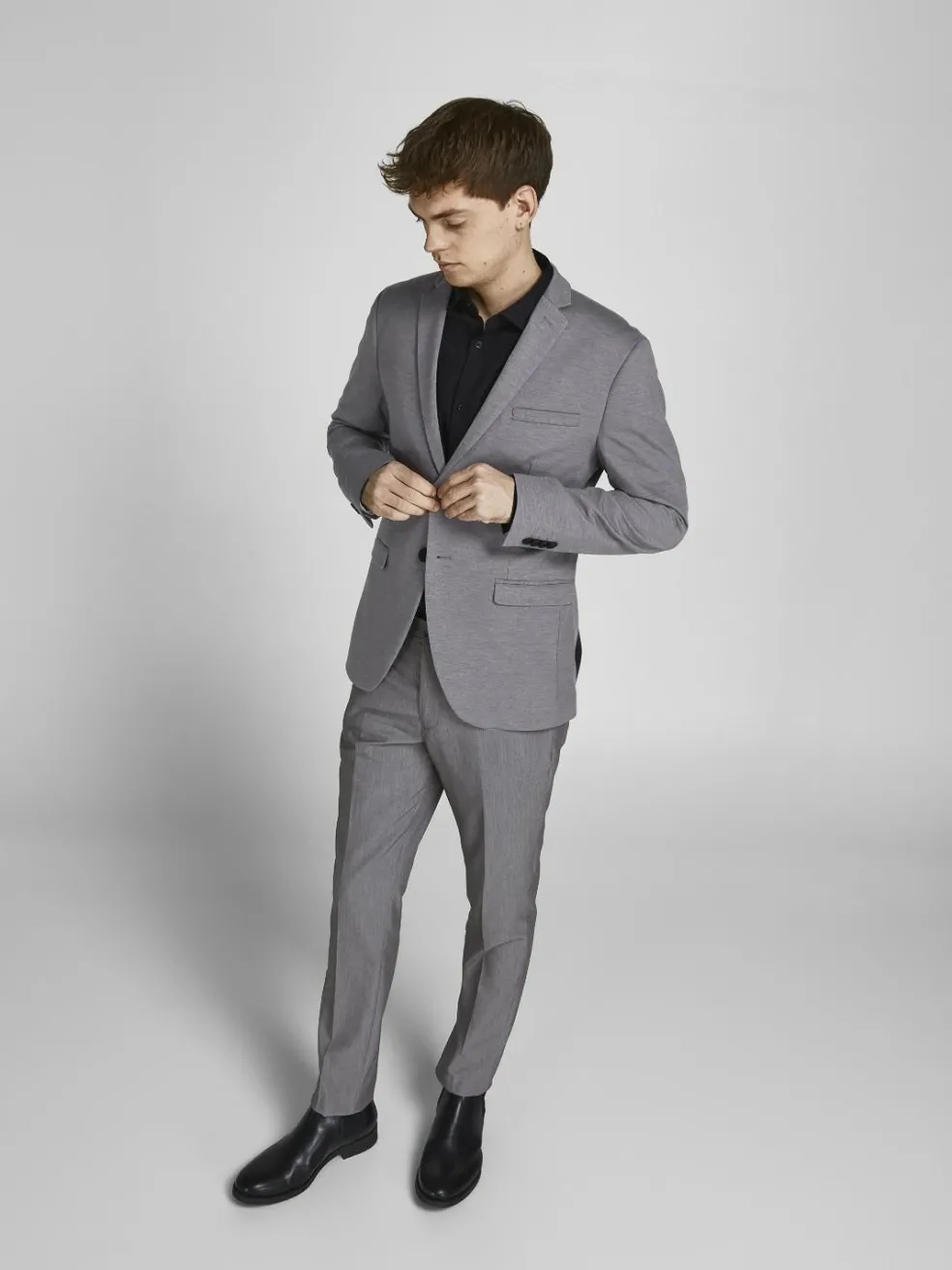 JACK & JONES Franco Trouser slim fit, heren pantalon, lichtgrijs melange