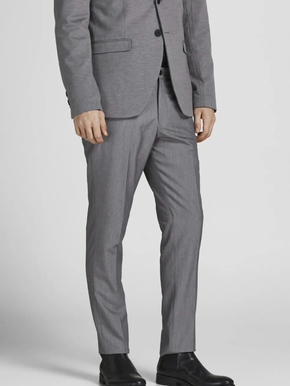 JACK & JONES Franco Trouser slim fit, heren pantalon, lichtgrijs melange