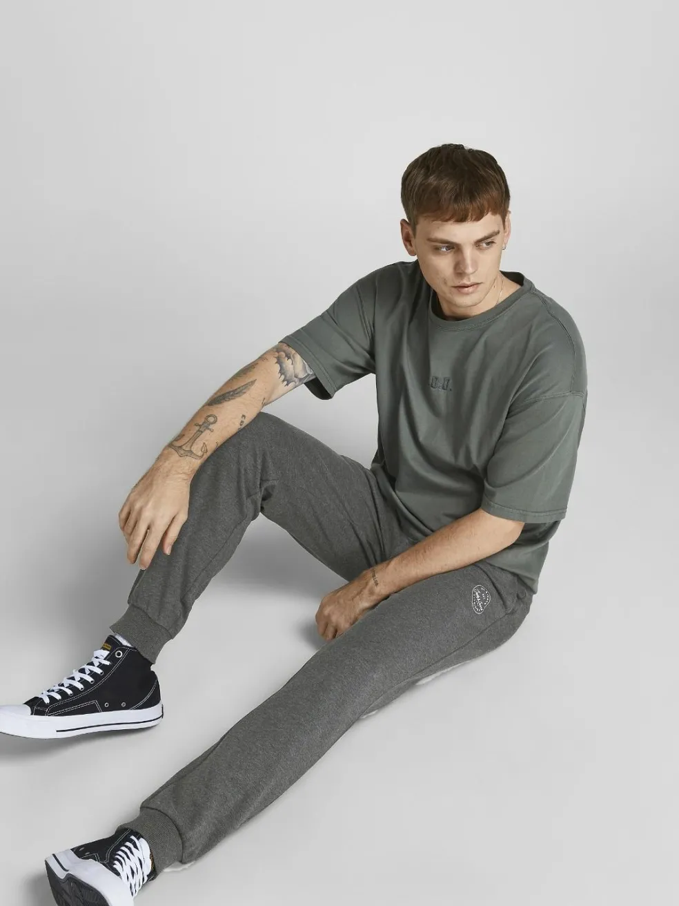 JACK & JONES Gordon Shark Sweat Pants regular fit, heren joggingbroek, donkergrijs melange