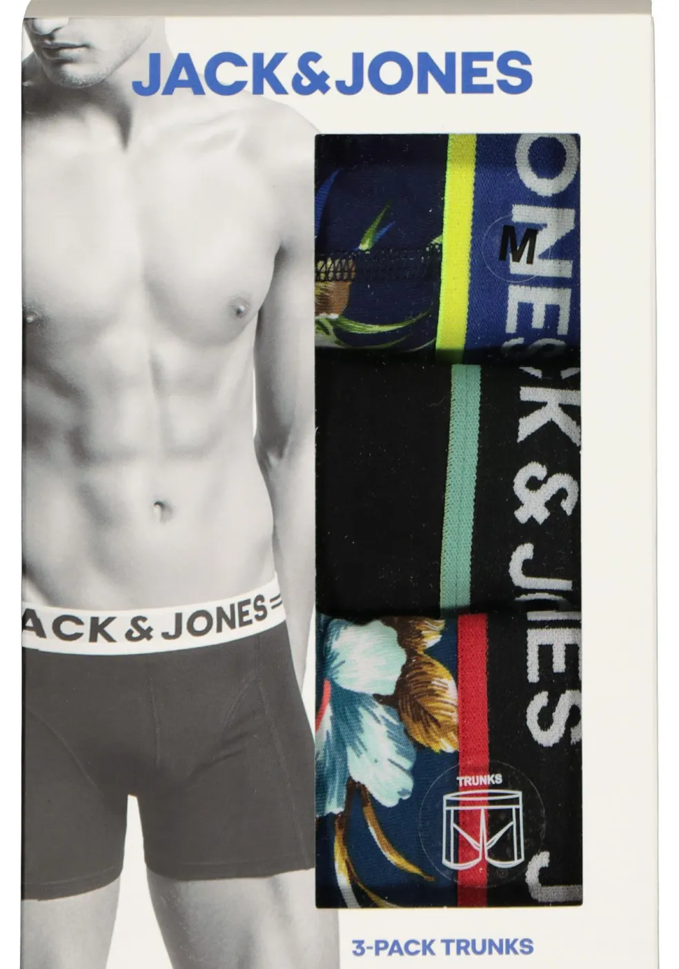 Jack & Jones heren boxers Jacflower trunks (3-pack), gebloemd en uni