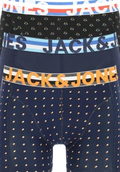 Jack & Jones heren boxers Jachenrik trunks (3-pack), blauw uni en dessin