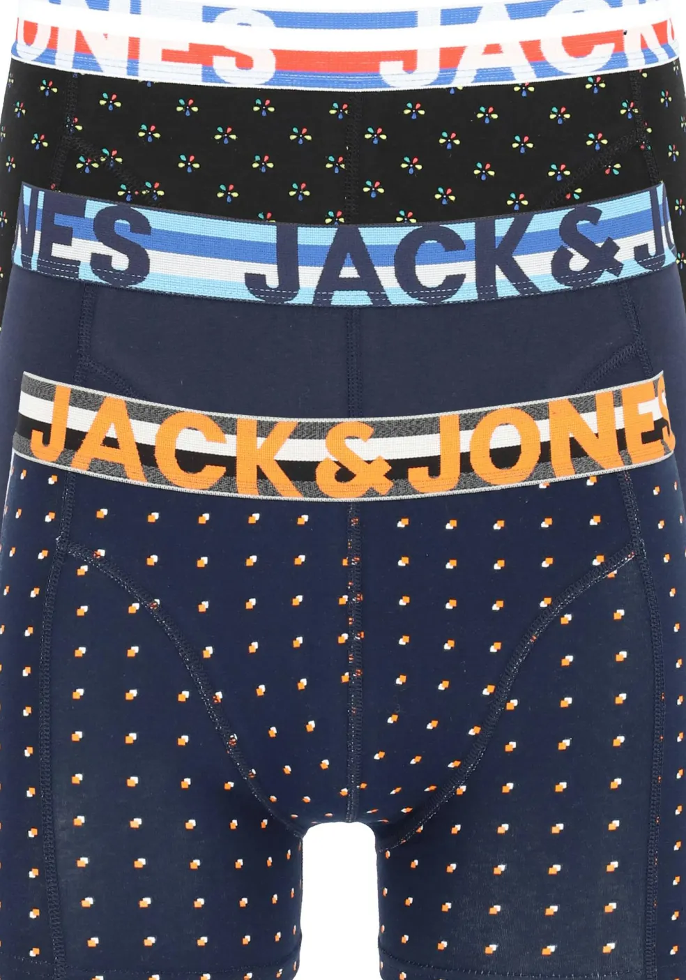 Jack & Jones heren boxers Jachenrik trunks (3-pack), blauw uni en dessin