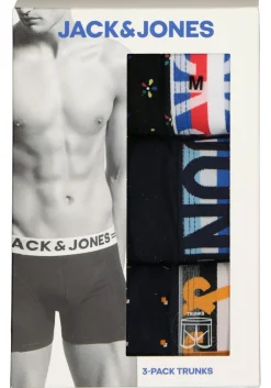 Jack & Jones heren boxers Jachenrik trunks (3-pack), blauw uni en dessin