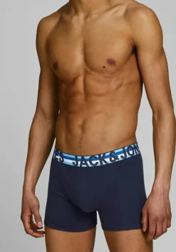 Jack & Jones heren boxers Jachenrik trunks (3-pack), blauw uni en dessin
