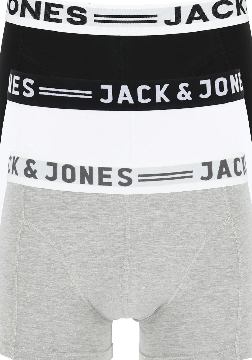 Jack & Jones heren boxers Sense trunks (3-pack), zwart - wit - grijs