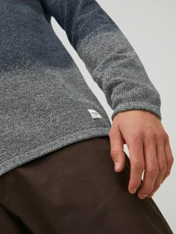 JACK & JONES Hill knit crew neck slim fit, heren pullover katoen met O-hals, blauw Gradient