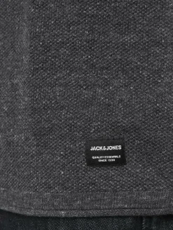 JACK & JONES Hill knit crew neck slim fit, heren pullover katoen met O-hals, donkergrijs melange