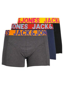 JACK & JONES Jaccrazy solid trunks (3-pack), heren boxers normale lengte, zwart en blauw