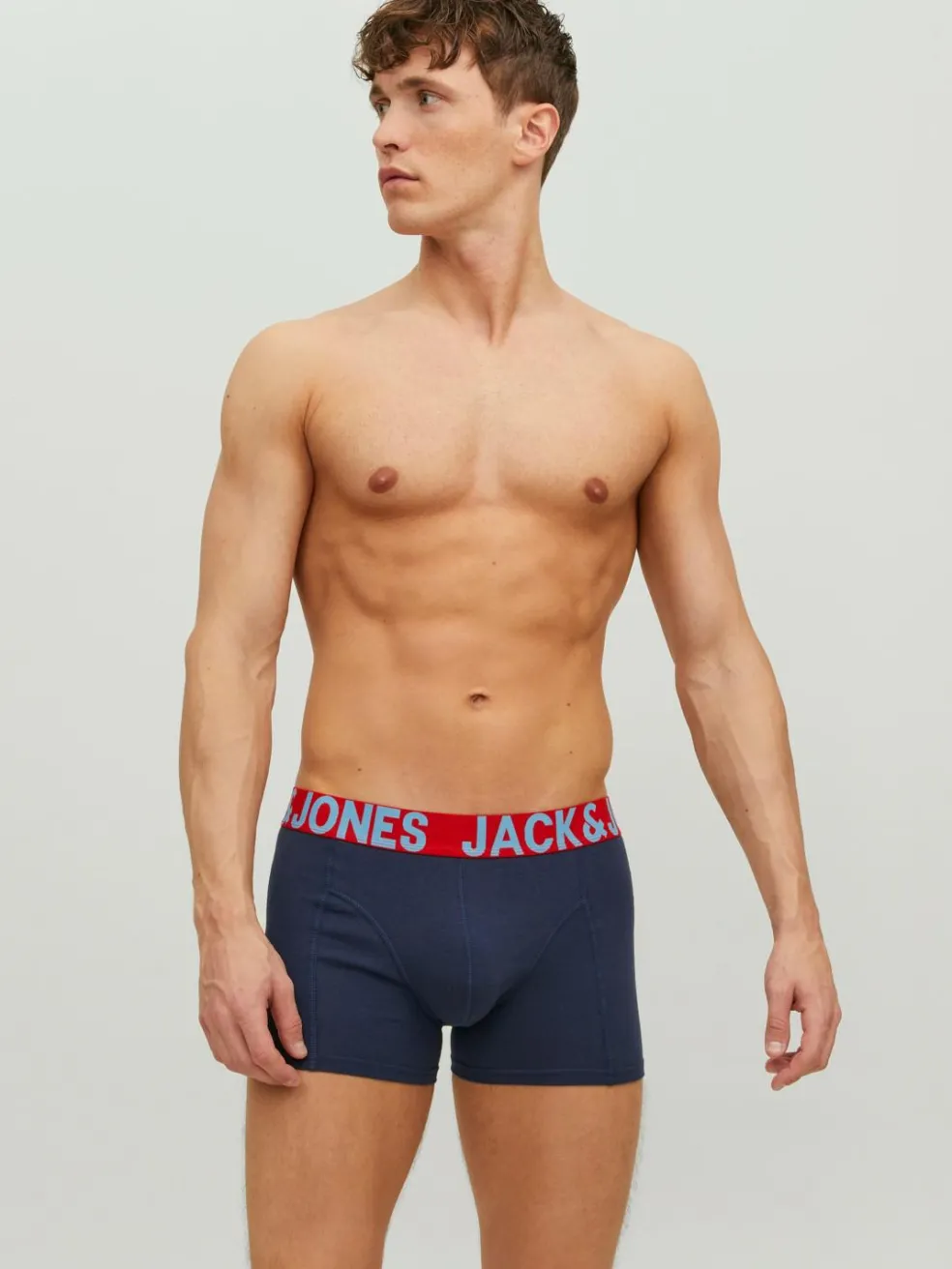 JACK & JONES Jaccrazy solid trunks (3-pack), heren boxers normale lengte, zwart en blauw