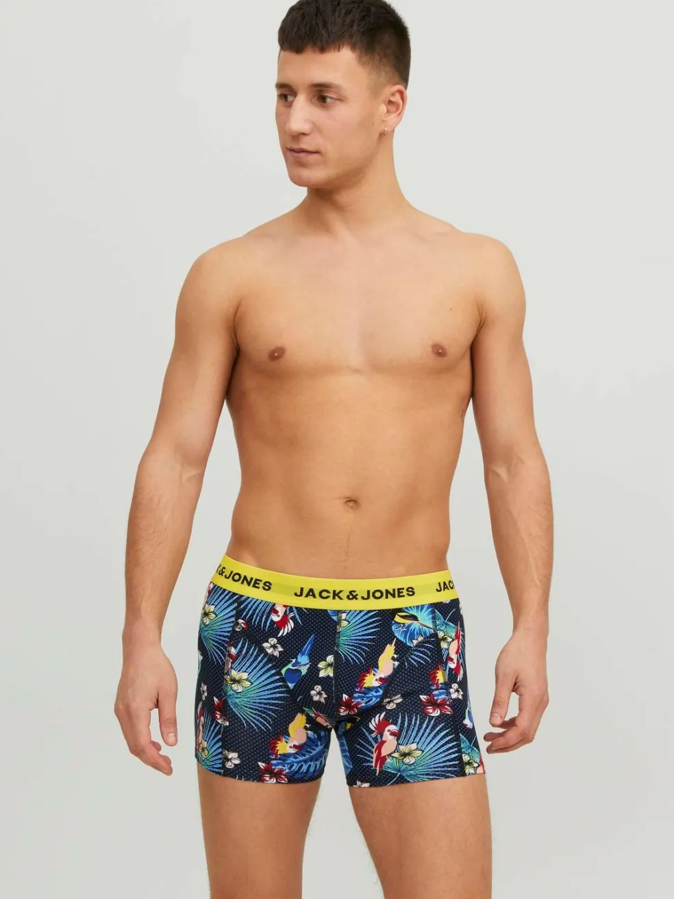 JACK & JONES Jacflower bird trunks (3-pack), heren boxers normale lengte, blauw en zwart