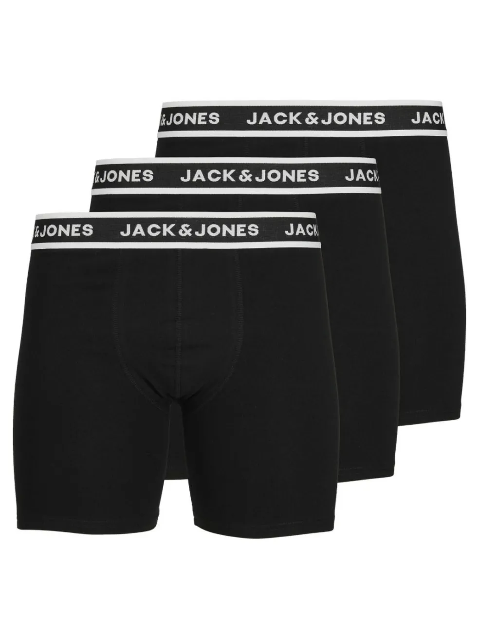 JACK & JONES Jacsolid boxer briefs (3-pack), heren boxers extra lang, zwart