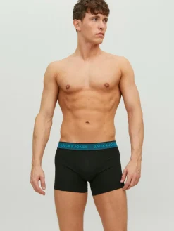 JACK & JONES Jacwaistband trunks (3-pack), heren boxers normale lengte, grijs, blauw en rood