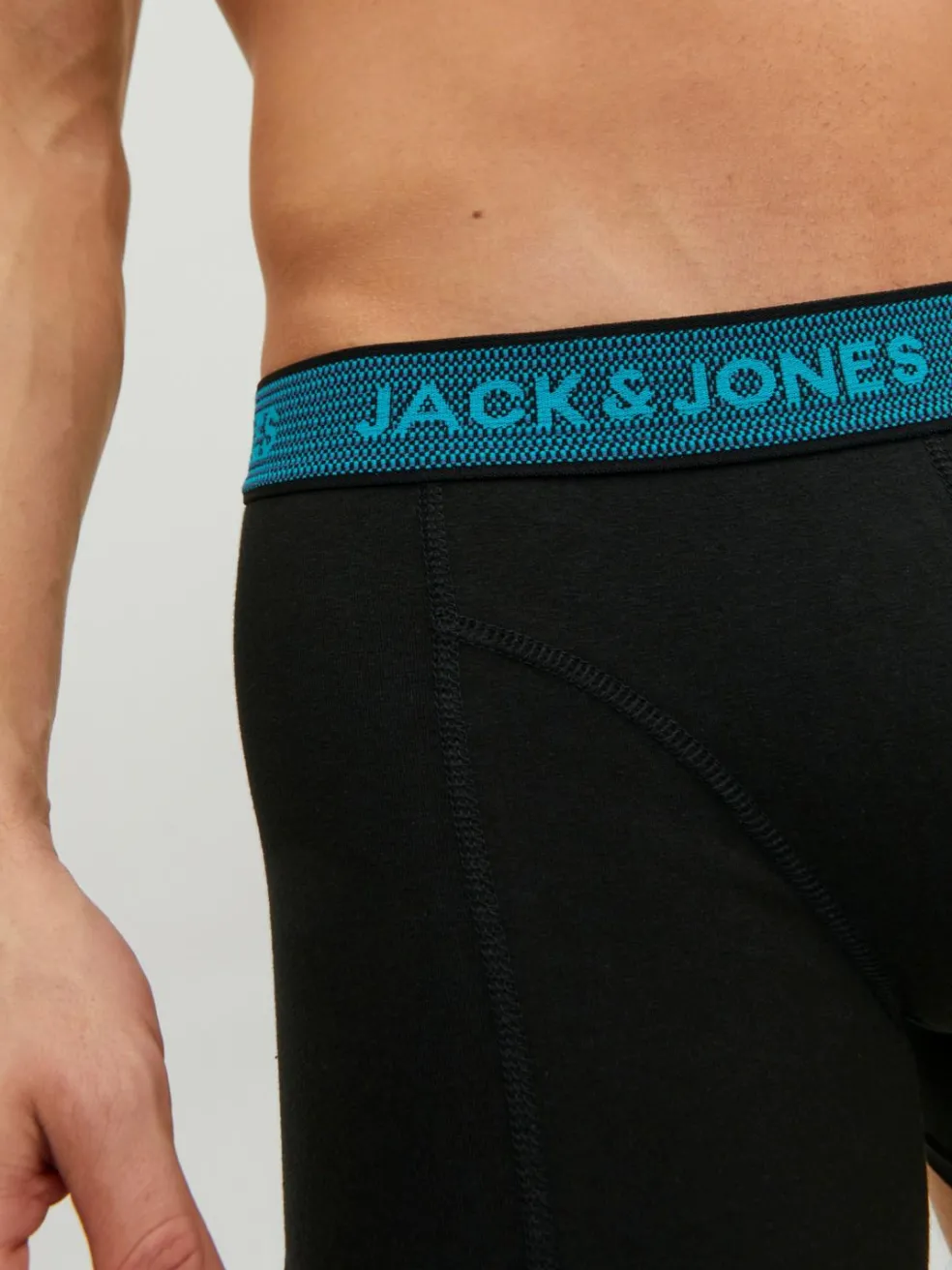 JACK & JONES Jacwaistband trunks (3-pack), heren boxers normale lengte, grijs, blauw en rood