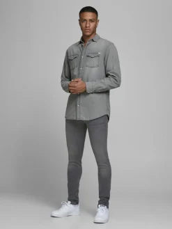 JACK & JONES Liam Original loose fit, heren jeans, grijs denim