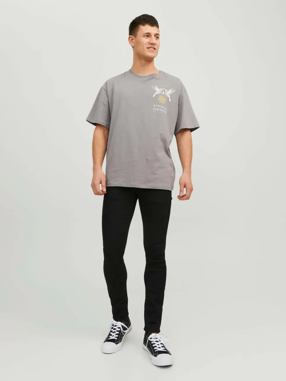 JACK & JONES Liam Original loose fit, heren jeans, zwart denim